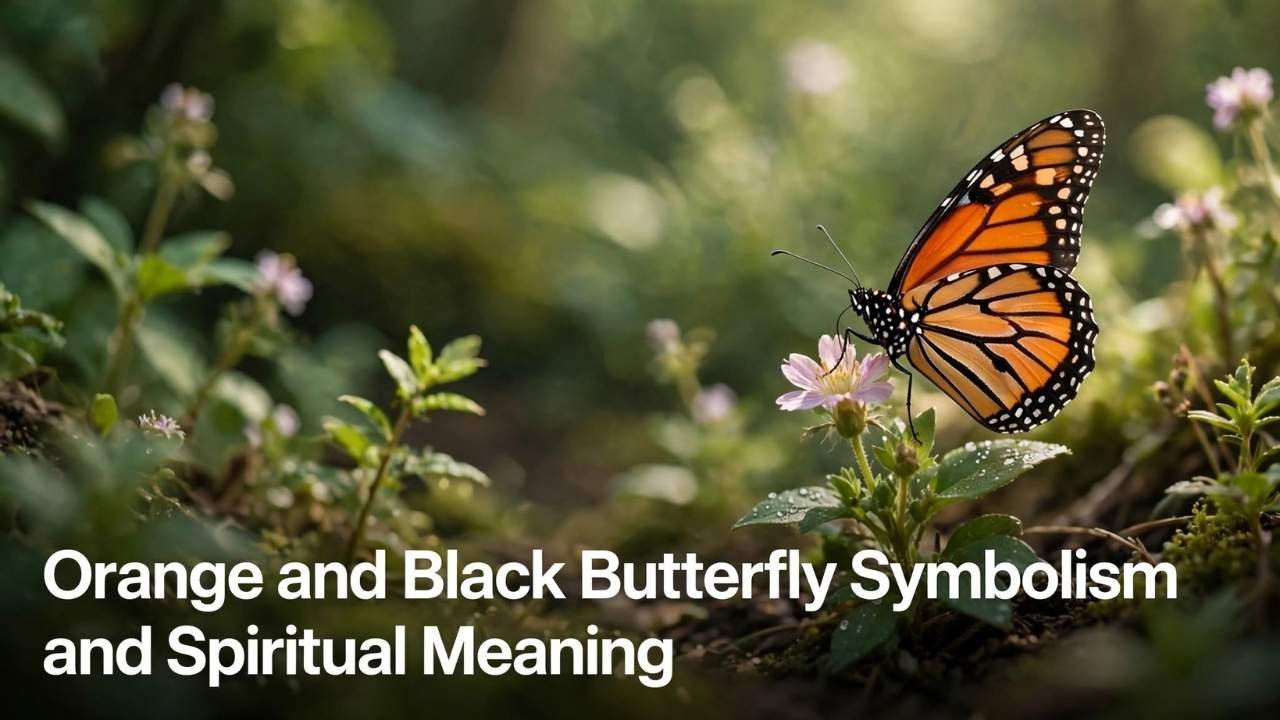 In spiritual symbolism, an orange and black butterfly often represents transformation, personal growth, courage, renewal, and new beginnings.