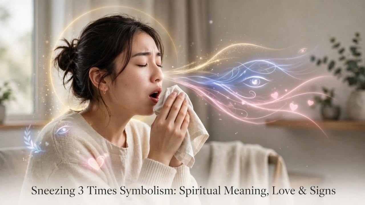 The sneezing 3 times symbolism may be connected with awareness, energy release, protection, good luck, intuition, love, or positive change.