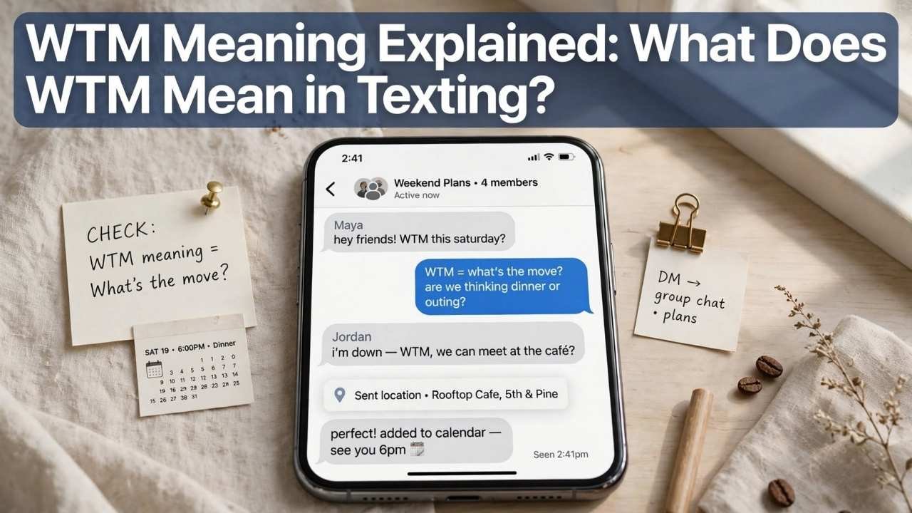 In most casual texting and social media conversations, WTM means “What’s the Move?” People use this slang to ask about plans, activities, or what they should do next.