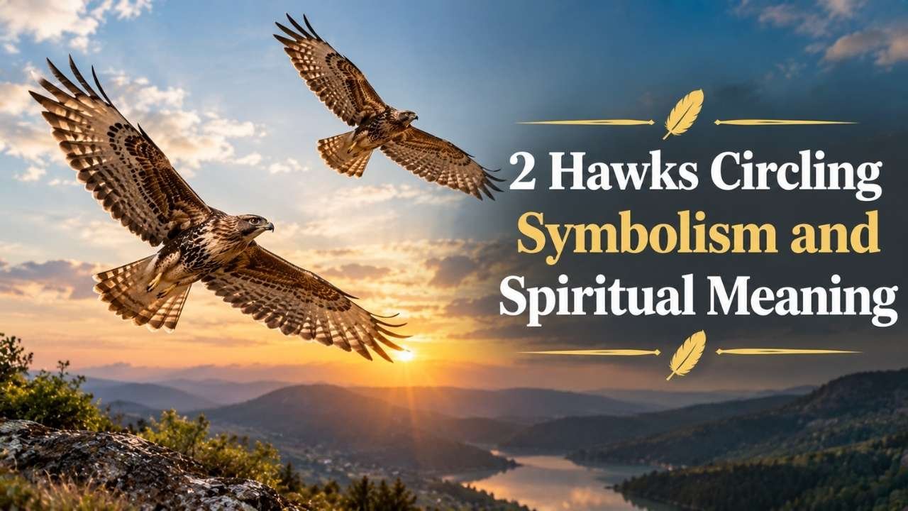 2 Hawks Circling Symbolism is often associated with vision, awareness, courage, freedom, guidance, and higher perspective.