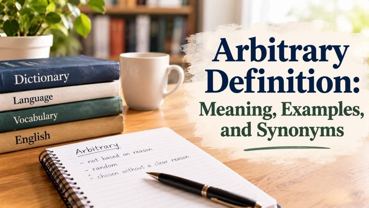 The arbitrary definition describes a choice, decision, or rule made without a clear reason or fixed standard.
